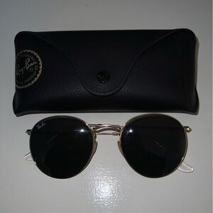 Ray-Ban Gold and Black Round Sunglasses